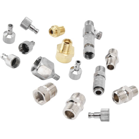 Kit de raccords à déconnexion rapide pour aérographe en acier inoxydable, 15 pièces