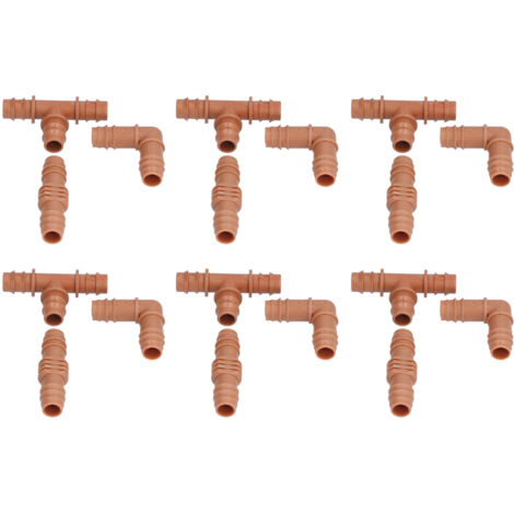 Kit de raccords d'irrigation 18 pièces, raccords à barbe bruns pour tuyaux de 16mm