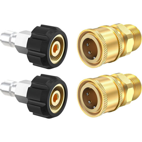 Kit de raccords rapides Flashing Star pour nettoyeur haute pression M22 (14 mm vers 3/8 pouce) - 4 pièces