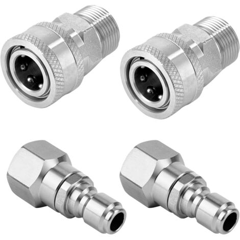 Kit de raccords rapides pour nettoyeur haute pression, 4 pièces M22 14 mm pivotant vers 3/8", en acier inoxydable, accessoires adaptateurs pression To 3/8" -4pcs NPT