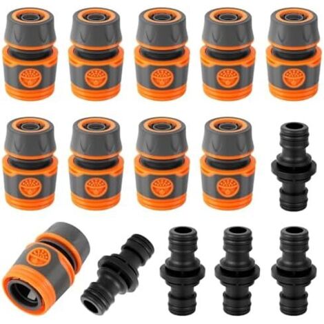 Kit de Raccords Tuyaux, 15 Pièces 1/2 Pouce 13mm Double Fiche Tuyau D'arrosage Prolongateur, Raccord pour Rallonger le Jardin Familial -