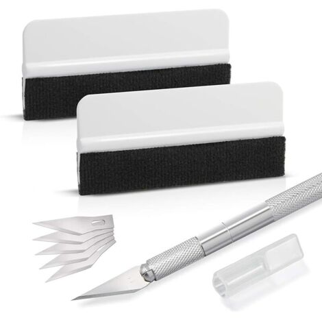 Kit de Raclettes Accessoires Voiture, avec raclette en Feutre, Couteau pour Passe-Temps pour Application ou Raclage avec Cutter et Raclettes Plastique