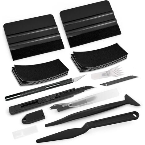 Kit de Raclettes, Kit Covering Outils de Film de Fenêtre de Voiture Vinyle de Teinte, avec Cutter, Raclette en Feutre(Feutre di Ricambio, Mini Raclette