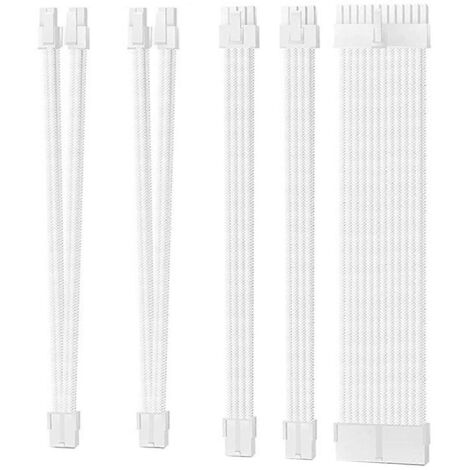 Kit de rallonge d'alimentation basique à 180 degrés : 1 connecteur 24 broches, 2 connecteurs EPS 8 broches, 2 connecteurs GPU 8 broches.