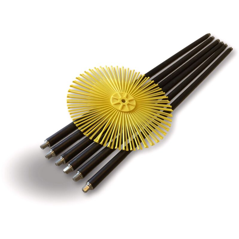 Kibros - Lot de 5 cannes de ramonage noires Complément ou rallonge de kits cheminées Longueur 7 mètres 51,40 m Embout acier fileté M121,75mm - ø 250