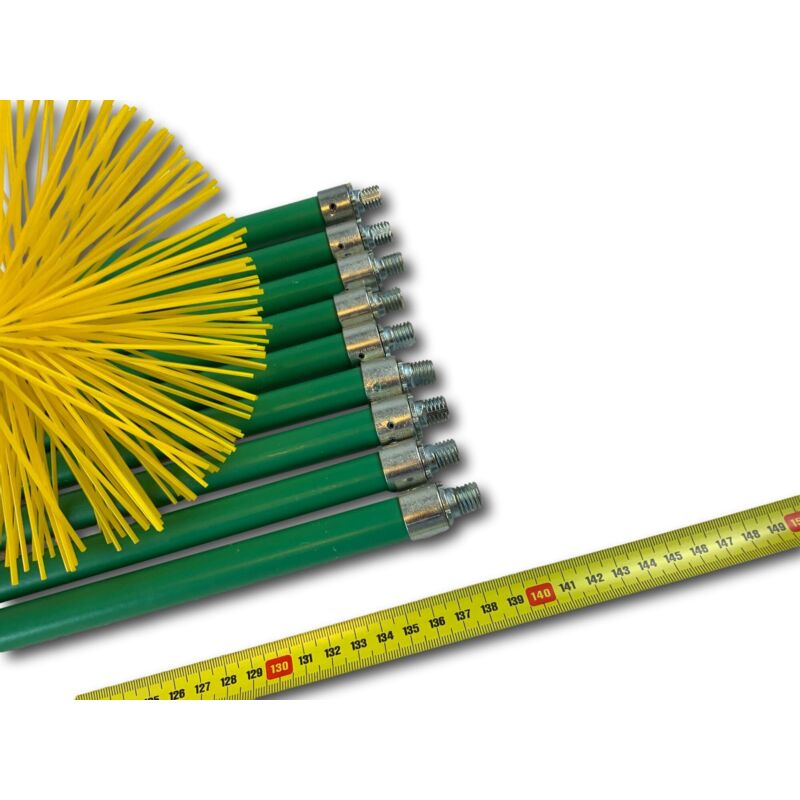 Kibros - Kit ramonage pro conduits gainés Hérisson synthétique ø 180 mm 12 m en 9 cannes vertes autobloquantes ø 18mm creuses Ressort de départ 81,4