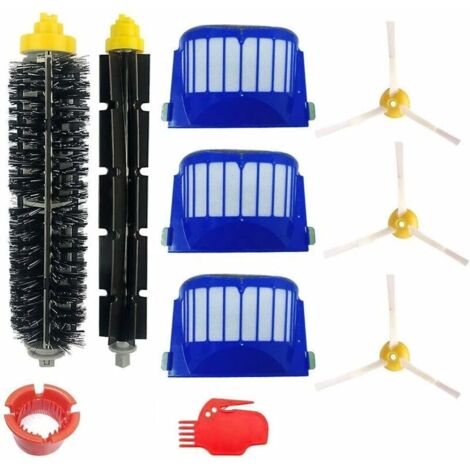 Kit de Recarga para Roomba Serie 600 - Compatible con los Modelos 605, 615, 616, 620, 621, 630, 635, 650, 652, 660, 665, 680, 690, 695 - Paquete de 10 Piezas, Cepillos y Filtros Compatibles con iRobo