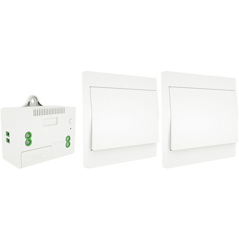 

Kit de receptor y interruptor de luz inalambrico de 110-230 V, interruptor autoalimentado,Blanco, interruptor de grupo 2 x 1 y 1 x receptor