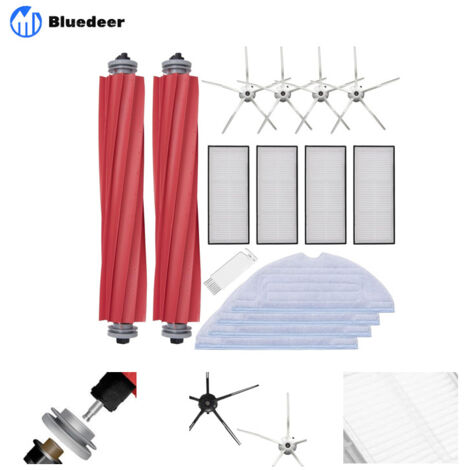 Kit de rechange compatible avec Roborock S7 S75 S70 S7Max S7Maxv T7s Plus Q7 MAX Kit avec filtres, brosses latérales, rouleau central et serpillières de rechange aspirateur robot Roborok S7