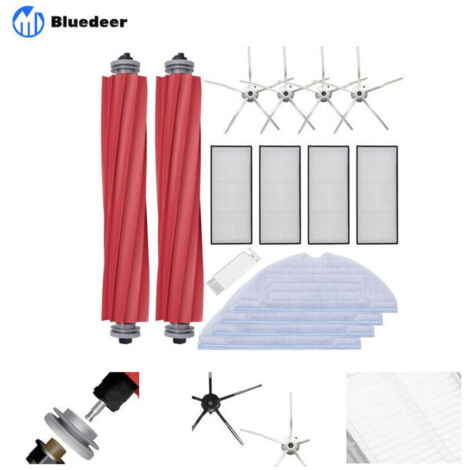Kit de rechange compatible avec Roborock S7 S75 S70 S7Max S7Maxv T7s Plus Q7 MAX Kit avec filtres, brosses latérales, rouleau central et serpillières de rechange aspirateur robot Roborok S7