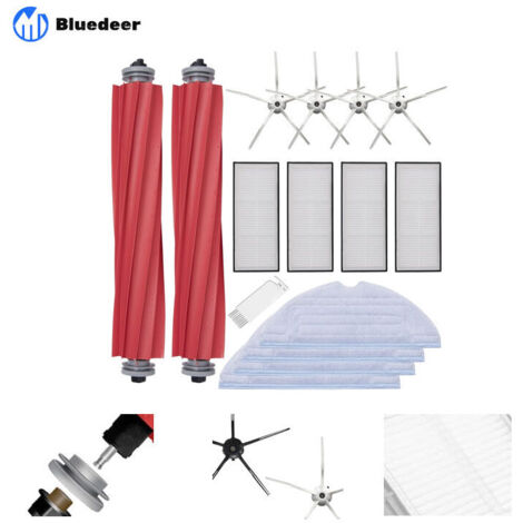 Kit de rechange compatible avec Roborock S7 S75 S70 S7Max S7Maxv T7s Plus Q7 MAX Kit avec filtres, brosses latérales, rouleau central et serpillières de rechange aspirateur robot Roborok S7