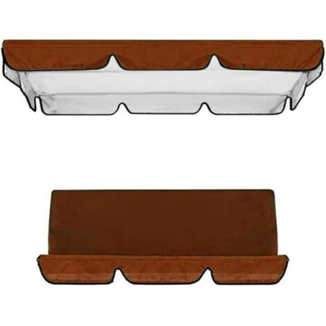 Kit de rechange pour balancelle 3 places avec toit et coussin d'assise réglables, pour balancelle de jardin, 1 housses de siège et housse (marron, 164 x 114 x 15 cm/1505010cm)