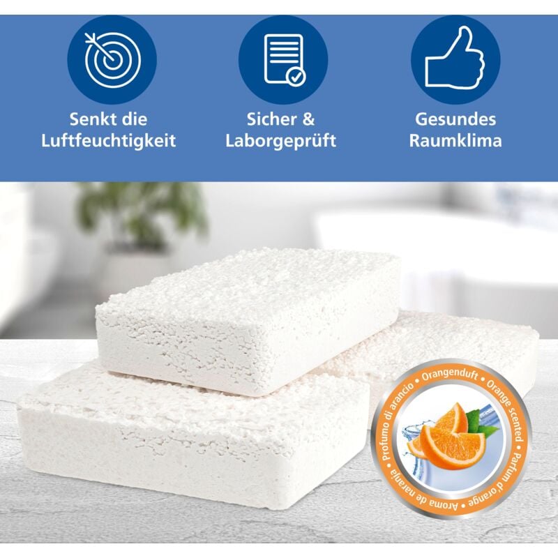 Wenko - Déshumidificateur 3 kg recharge absorbeur d'humidité orange bloc absorbeur d'humidité parfumé déshumidificateur chimique stop humidité