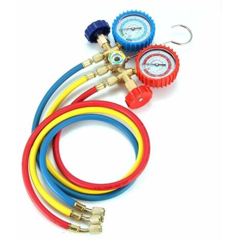 Kit de Recharge de Tuyau de Mesure de Charge de Réfrigérant de Climatisation Tuyau de Recharge avec Jauge pour Voiture Climatisation R12 R22 R134a R502