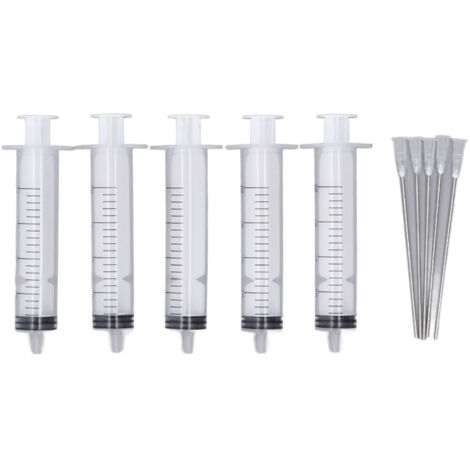 Kit de Recharge d'Encre pour Imprimante Jet d'Encre - 5 Seringues de 20ml avec 5 Aiguilles Plates de 10cm - Matériel de Bureau