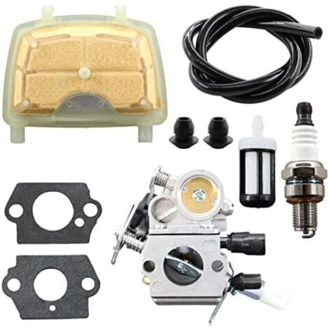 Kit de reconstrucción de carburador con línea de combustible para motosierra Zama MS171, MS181, MS201, MS211, MS 181, 171, 211, C1Q-S123C, C1Q-S119C y C1Q-S269 con filtro de aire 1139 120 16020