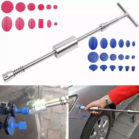 Kit de Redressage Té pour Démbosselage Voiture, Outil de Réparation Carrosserie avec Ventouses Plastique Anti-Rayures