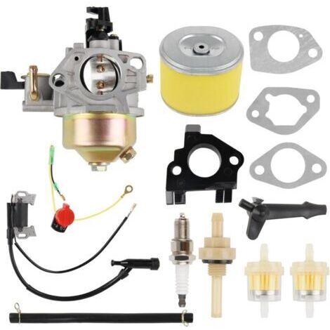 Kit de reemplazo de carburador para cortadora de césped GX340 con bobina de encendido para Honda GX390, GX 390, GX 340 (13 HP, 11 HP, GX340U1, GX340R1, GX340K1, WT40XK1, WT40XK2). Reemplace la pieza n