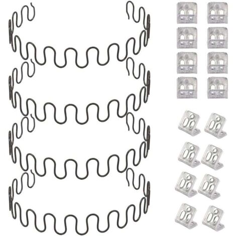 Kit de reemplazo de resortes para sofá de 4 piezas de 20 pulgadas con 16 clips en S y alambre de 4,0 de diámetro. Kit de reparación para muebles, decoración de interiores y asientos.