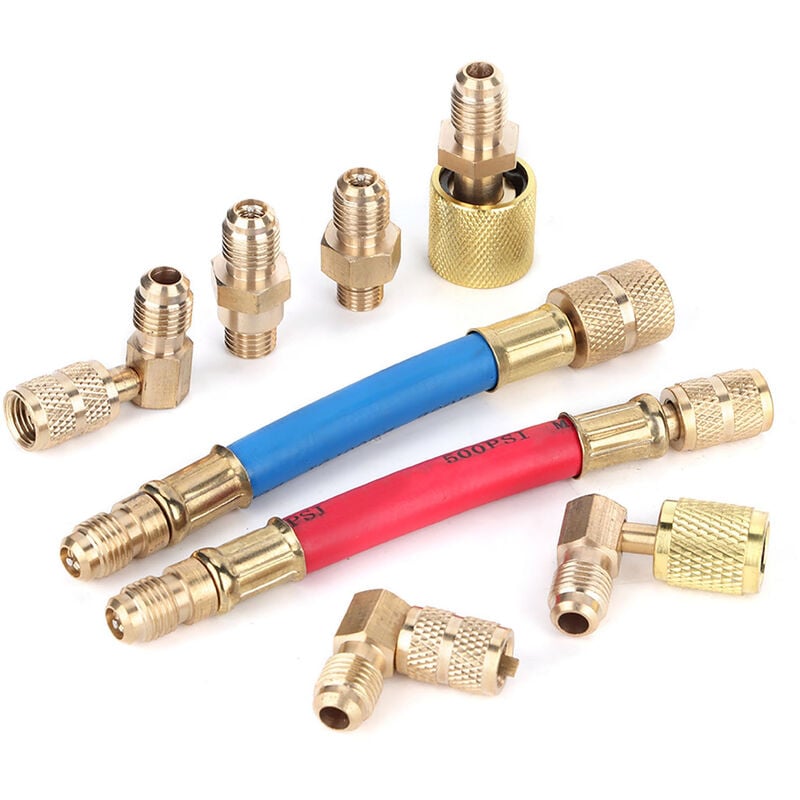 Kit de réfrigération de climatisation, 8 pièces/ensemble Adaptateur de connecteur de réfrigération de climatisation R-12A/C R134A R12 - Jeffergarden