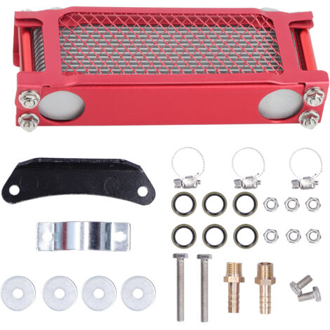 Kit de refroidisseur d'huile moteur radiateur universel pour VTT moto tout-terrain 100CC‑250CC Kit de refroidisseur d'huile moteur de radiateur de moto en alliage d'aluminium universel pour 100cc-250.
