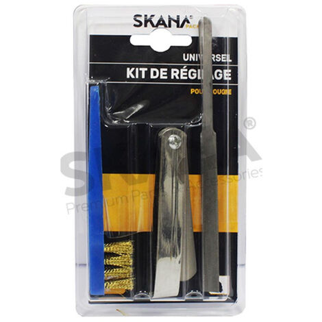 Kit De Réglage Pour Bougie D'allumage. Comprenant 1 Jeu De Cales D'épaisseur, 1 Lime Plate Et 1 Brosse De Nettoyage.