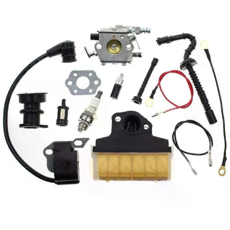 Kit de réglage pour tronçonneuse Stihl 021 023 025 MS210 MS230 MS250 (compatible Walbro WT286) : carburateur, filtre à air, bobine d'allumage, conduite de carburant