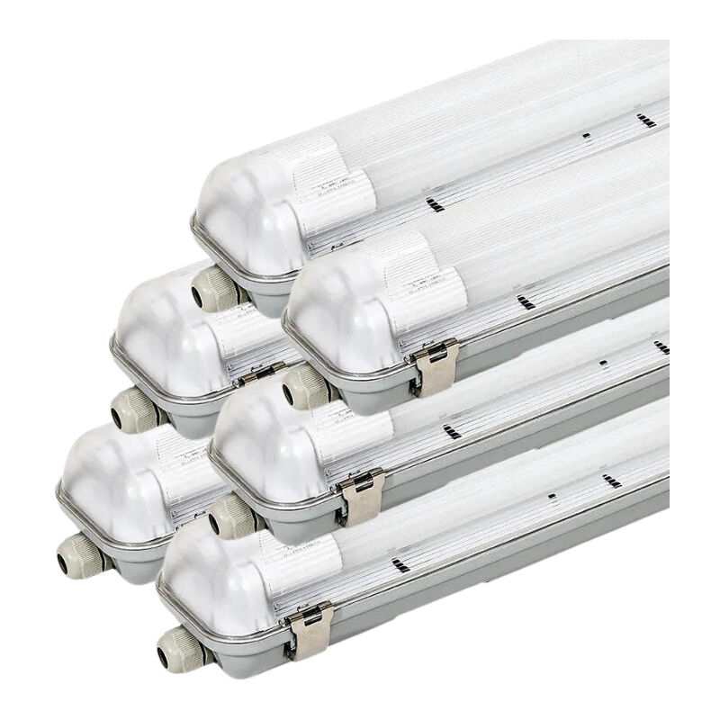 Kit de Réglette led IP65 + 2 Tube Néon led 150cm T8 22W - Pack de 6 / Blanc Neutre Silumen