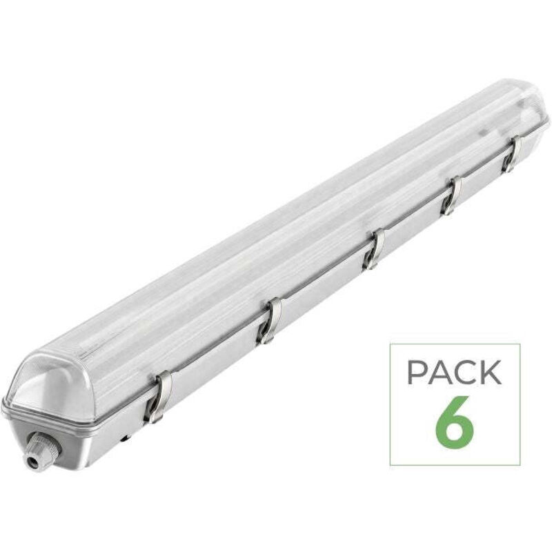 Kit de Réglette LED IP65 + Tube Néon LED 120cm T8 18W - Pack de 6 / Blanc Froid - SILUMEN