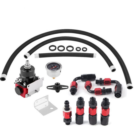 Kit de régulateur de pression de carburant réglable universel jauge d'huile 0-100psi AN 6 extrémité de raccord