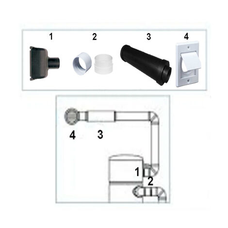Kit de rejet d'air pour centrales d'aspiration UNELVENT SAPHIR, unelvent 620011
