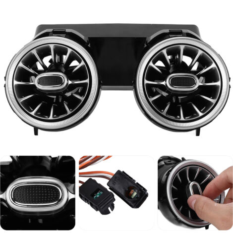 Kit de rejilla de ventilación de turbina LED de 3 colores para la parte trasera del Mercedes-Benz Clase C W205 Facelift (antes del frontal) 2015-2018  Rejilla de ventilación turbo cromada