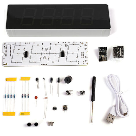 Kit de reloj electrónico inteligente IoT ESP8266 con WiFi a color, sincronización horaria automática, pantalla y brillo personalizables, ideal para practicar soldadura.