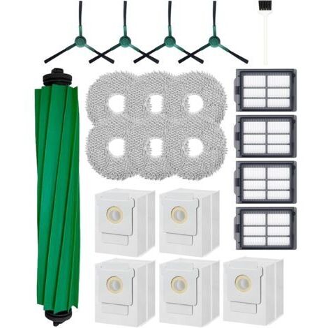 Kit de Remplacement 21 Pièces pour iRobot Aspirateur Robot Roomba Plus 405/505 Combo: 1 Brosse Rotative, 4 Brosses Latérales, 5 Sacs à Poussière, 4 Filtres HEPA, 6 Lingettes de Nettoyage