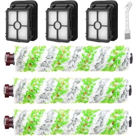 Kit de remplacement Bissell Crosswave séries 17132 et 2225N, 3 brosses + 3 filtres pour maisons avec animaux fumeurs, accessoires pour aspirateurs Bissell Crosswave