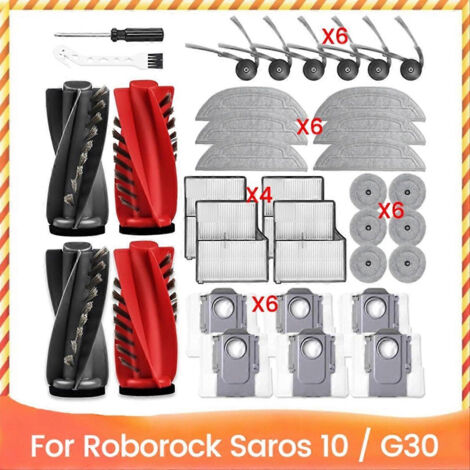Kit de remplacement de 34 pièces pour aspirateur robot Roborock Saros 10 / G30 : brosse latérale principale et filtres HEPA