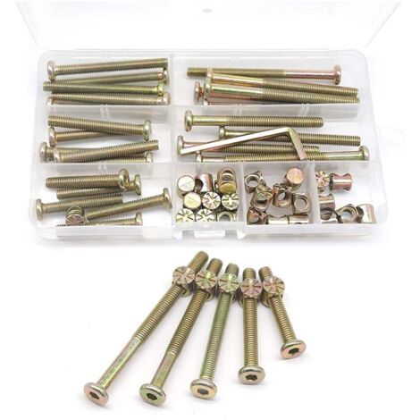 Kit de Remplacement de vis for Berceau, 25 Jeux de vis et écrous hexagonaux M6 x 40 mm/50 mm/60 mm/70 mm/80 mm, for chaises et Meubles