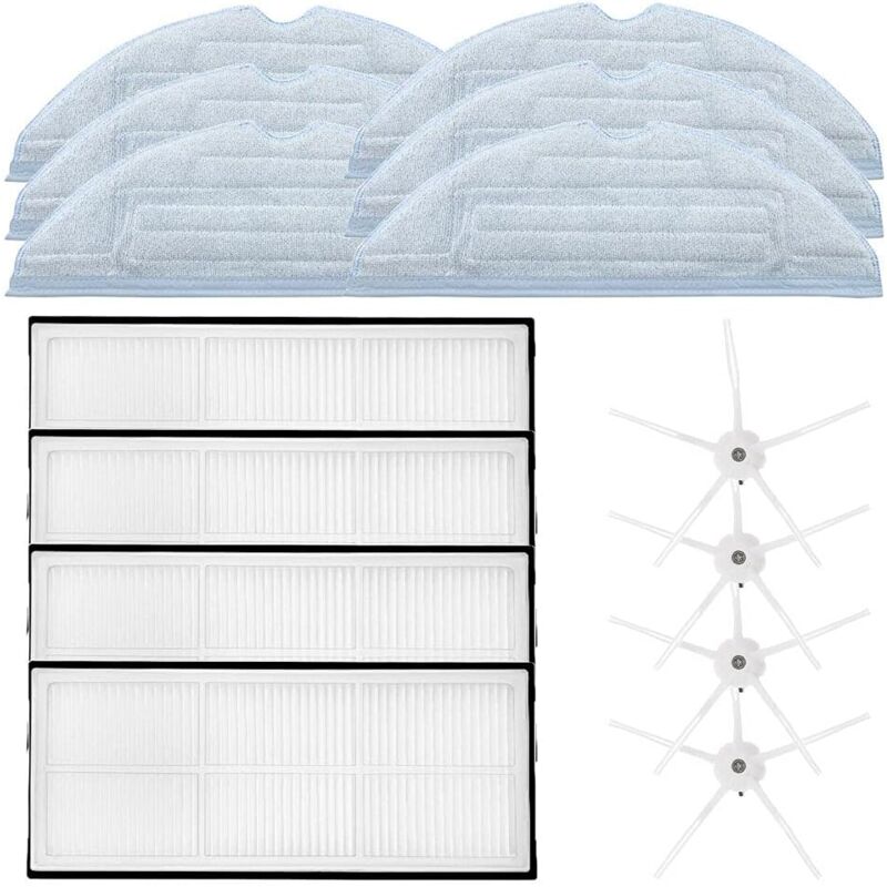 Kit de Remplacement pour Roborock S7 S7 Plus S7 MaxV S7 MaxV Ultra Aspirateur Robot Vacuum Cleaner aspirateur Accessoires 4 filtres Hepa et 4 brosses