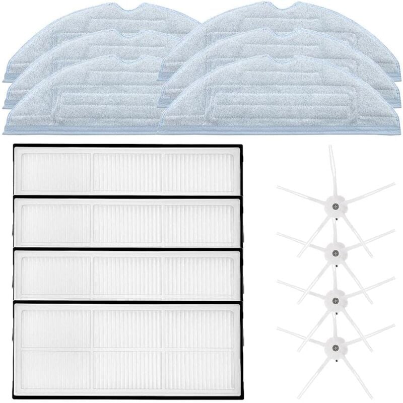 Kit de Remplacement pour Roborock S7 S7 Plus S7 Pro Ultra S7 MaxV Ultra S7 MaxV Robot Aspirateur Accessoires 4 filtres Hepa et 4 brosses latérales et