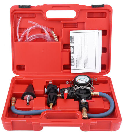Kit de remplissage de liquide de refroidissement sous vide, outil de remplissage sous vide pour système de refroidissement avec adaptateur, étui et tuyau. Compatible avec voiture, SUV et fourgonnette.