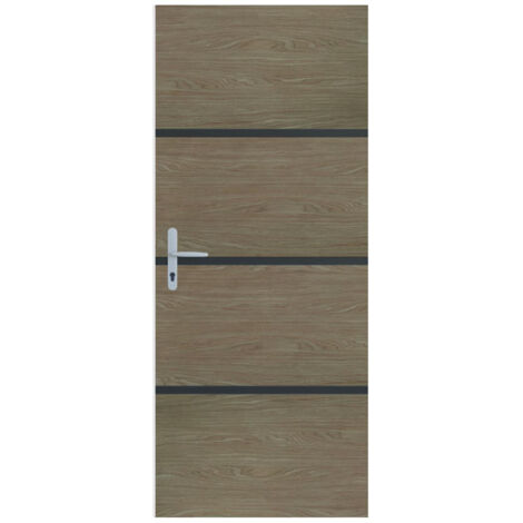 Kit de renovation porte chene fume avec profiles noirs - pose thermocollage - installation rapide et simple pour portes interieures jusqua 85x206 cm preencolle