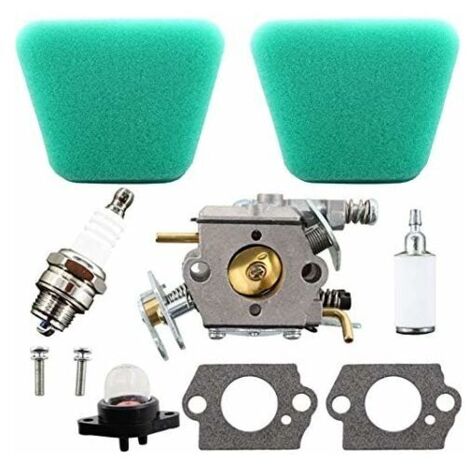 Kit de reparación de carburador Partner/McCulloch: junta + filtro + bujías NGK. Compatible con motores de 335–441 cm³. Caudal: 120 ml/min. Cumple con la normativa EPA.