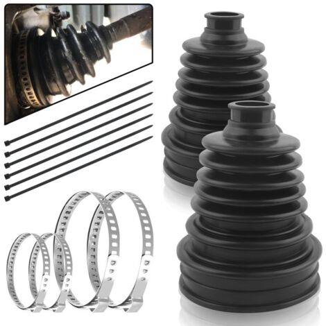 Kit de reparación de fuelles de semiejes homocinéticos: 2 fuelles + 4 clips de acero inoxidable + 6 bridas para cables, universal, impermeable y a prueba de polvo para la mayoría de los coches.