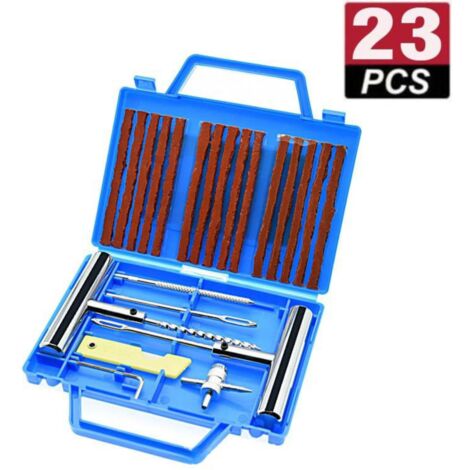 Kit de reparación de neumáticos de 23 piezas, que incluye una tira de goma, una herramienta de reparación rápida y de emergencia, y herramientas para la reparación de automóviles.
