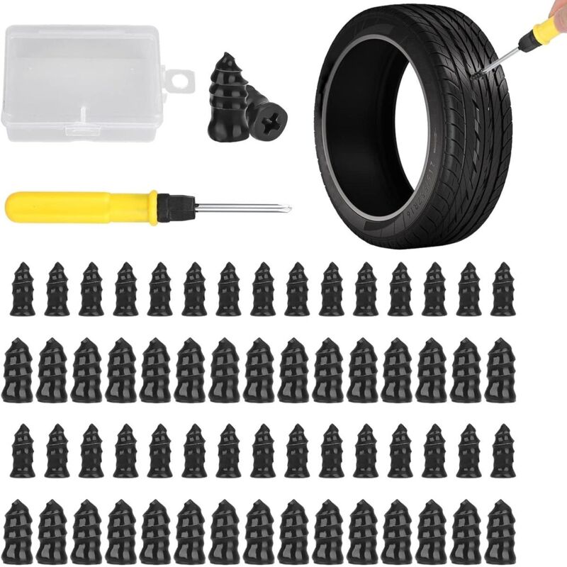 Kit de reparación de neumáticos de 60 piezas, Reparación rápida sin necesidad de desmontar el neumático. Para coches, motocicletas, camiones,