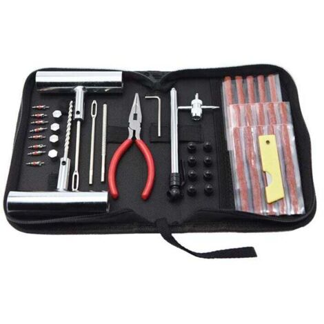 Kit de reparación de neumáticos de coche, 46 piezas, kit de reparación de pinchazos para neumáticos sin cámara, herramienta para coches, motos, camiones, vehículos todoterreno, tractores, autocaravana