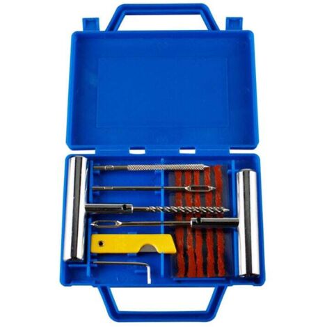 Kit de reparación de neumáticos, kit de reparación con guantes desechables, juego de herramientas para rectificar pinchazos de ruedas sin cámara para motocicletas, vehículos todo terreno y Jeep. Repar