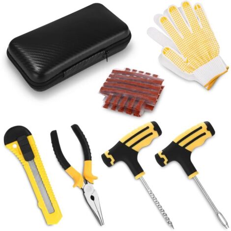 Kit de reparación de neumáticos para coche NOLUXA: portátil, a prueba de pinchazos, 10 parches de reparación + herramienta