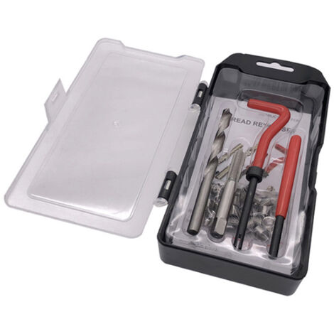 Kit de reparación de roscas compatible con Helicoil M-10 x 1.0 (25 piezas) para roscas de 10 mm dañadas.