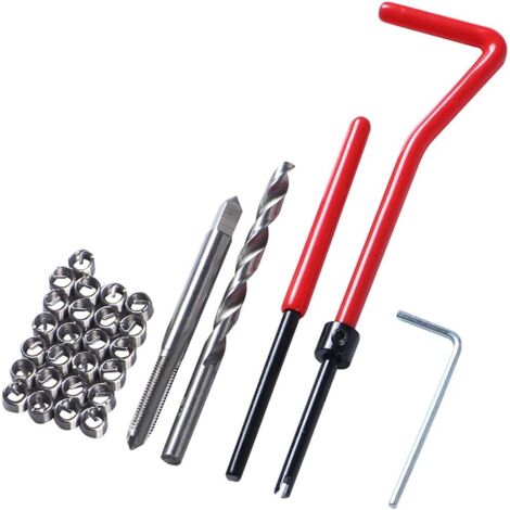 Kit de reparación de roscas de acero inoxidable de 30 piezas M5 x 0,8 mm - Kit de reparación de roscas métricas - Kit de herramientas manuales para reparación de automóviles